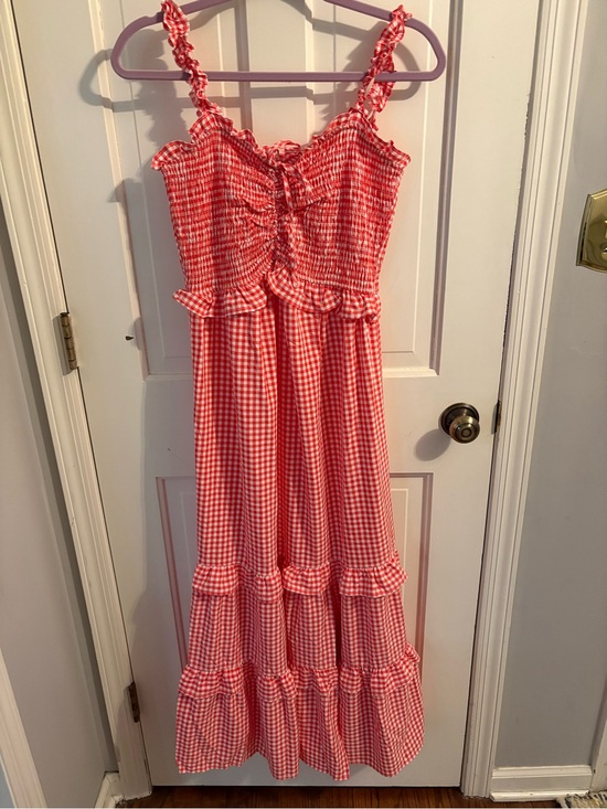 Gigio Dresses & Skirts - Gingham Red Tiered Maxi Sundress